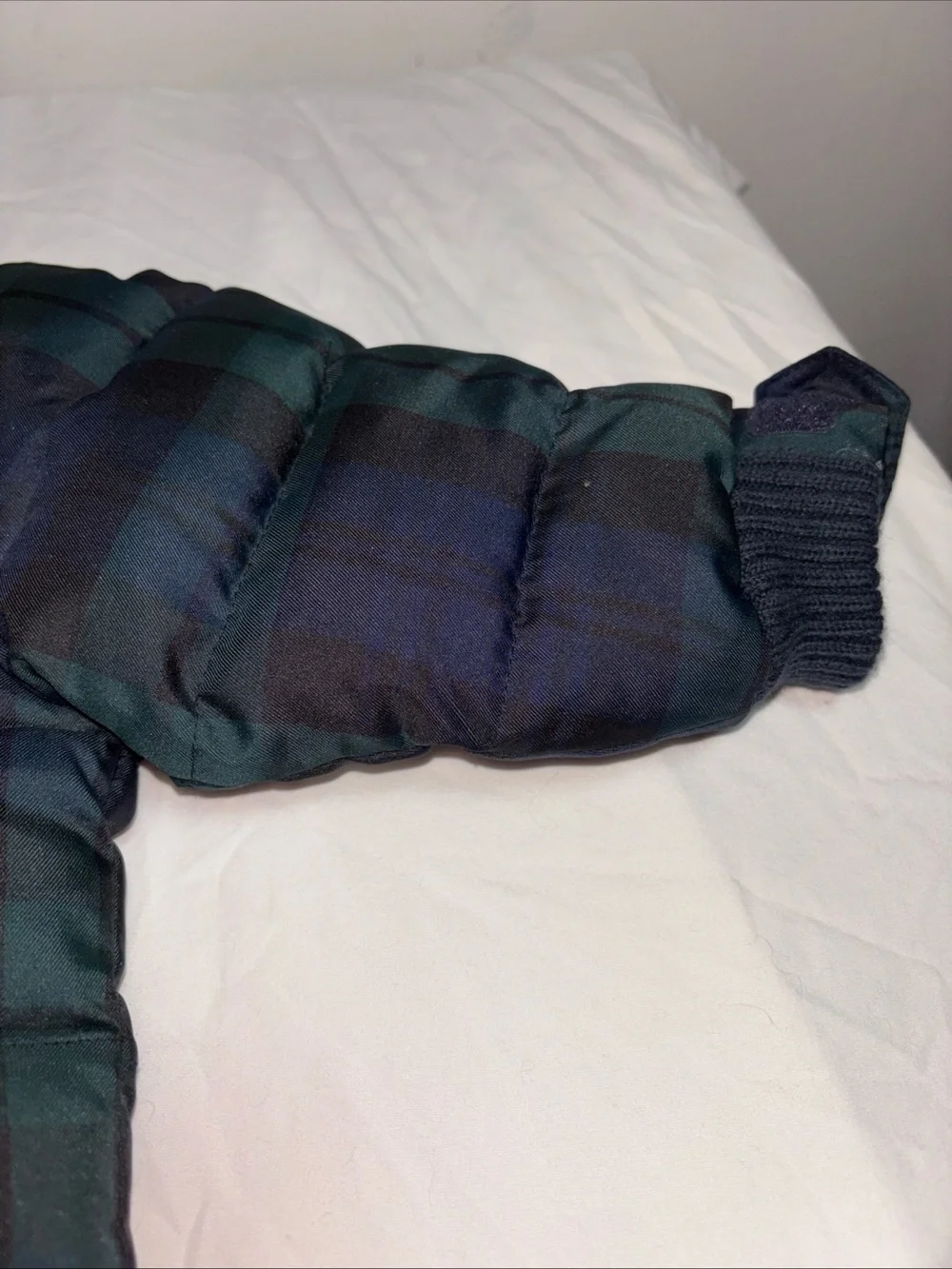 Baby Gap Plaid Puffer Jacket with Faux Fur Hood - Green/Black New!!!  993